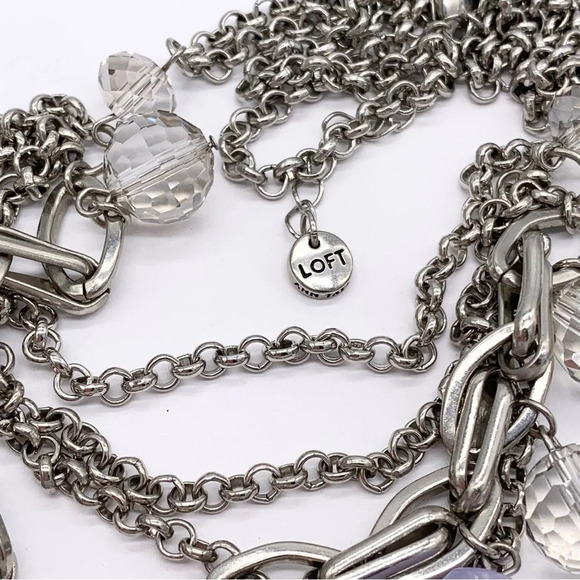 LOFT Lavender and Gray Beaded Draped Silver Necklace - Picture 3 of 3